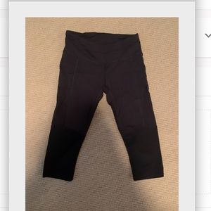 Lululemon cropped black leggings with mesh insert